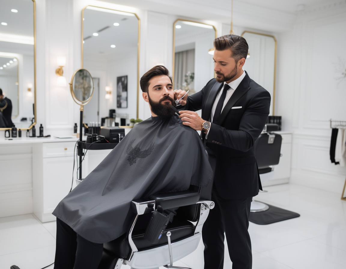 Serviço de visagismo e barbearia em ambiente sofisticado